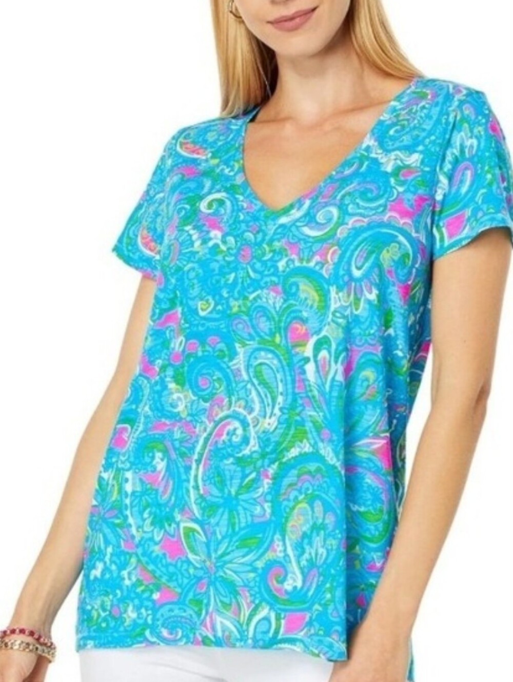 Lilly Pulitzer Etta Tee Shirt Hey Gull Friend Cotton Top Seabreeze Blue XXL